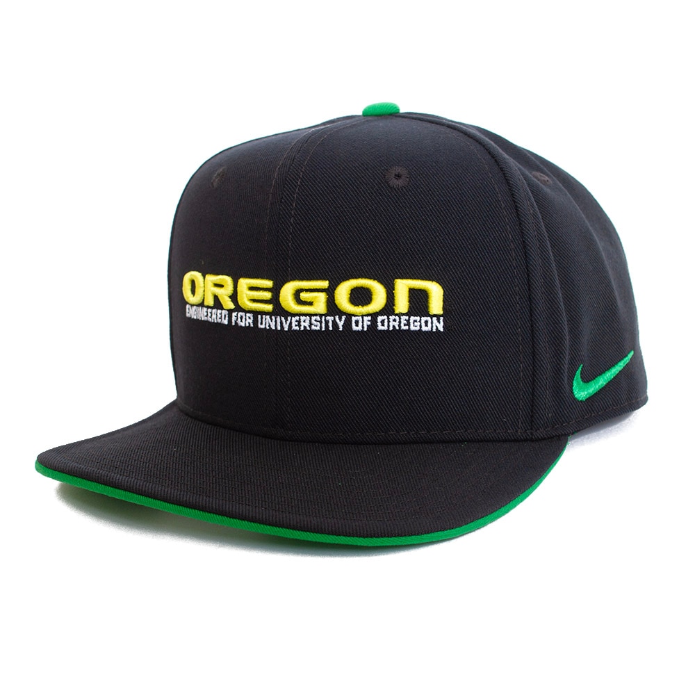 Classic Oregon O, Nike, Black, Flatbill, Performance/Dri-FIT, Accessories, Unisex, Football, Pro, Snapback, Structured, Club, Sideline, Adjustable, Hat, 915771